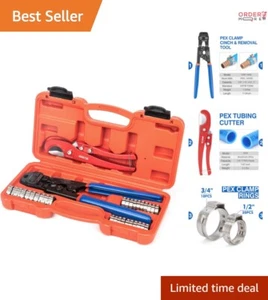 All-in-One PEX Crimping Tool Kit with Compact Case & Stainless Steel Rings - Picture 1 of 10