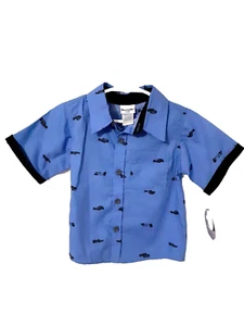NWT Nannette Kids Plaid Toddler Boys Shirt Sz 2T With Tags Cars Pocket short slv - Picture 1 of 7