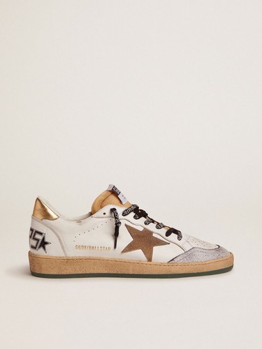 GOLDEN GOOSE Scarpe casual piatte stringate stampate dorate Goca