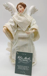 Vintage Fabric Mache Creams & White Angel Statue, Tree Topper - Picture 1 of 7