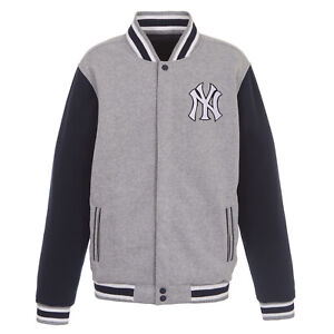 MLB New York Yankees  Reversible Full Snap Fleece Jacket JHD  2 Front Logos
