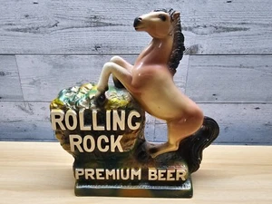 ROLLING ROCK CERVEZA PREMIUM TIZA CABALLO PUBLICIDAD BARRA EXHIBICIÓN - Imagen 1 de 9