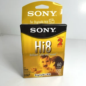 Lot de 2 bandes vidéo Sony P6-120HMP 120 vidéo Hi8 60 numérique8 particules métalliques 8 mm neuves - Photo 1 sur 7