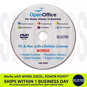 Open Office Suite 2025 DVD Disc Lifetime License Most Popular Operating Systems - Picture 1 of 5