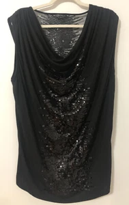 Leo Guy Women's Sleeveless Sequin Top / Shirt / Blouse, Draped Back, Size 6 - Picture 1 of 5