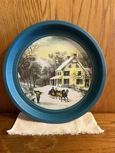 Vintage Tin Cookie Tray With Homestead Winter Design  - Picture 1 of 5