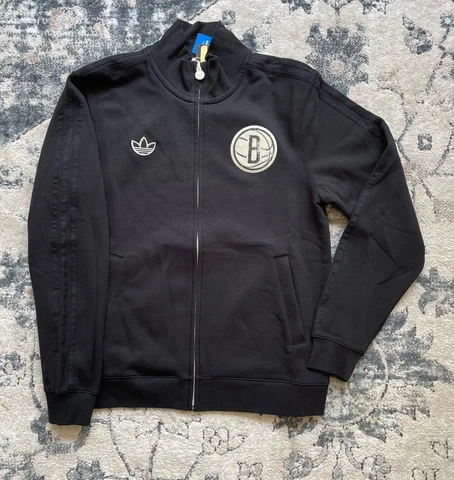 adidas Originals Brooklyn Nets Fleece Track Jacket Black Size Large Cover
