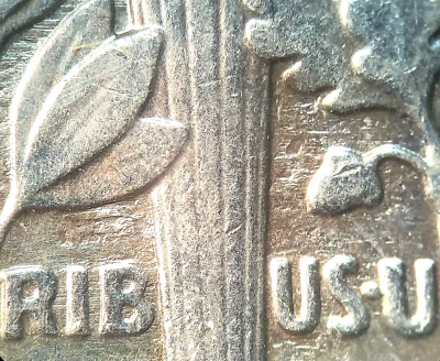 2007 P Roosevelt Dime-"Struck Thru Error"-Rev/Obv-(Feeder Finger Scrapes)-Beauty - Image 1 of 4