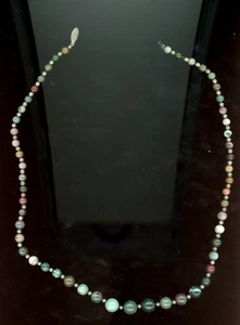 Beautiful VINTAGE Polished Stone Bead Necklace 23" MINT - Picture 1 of 1