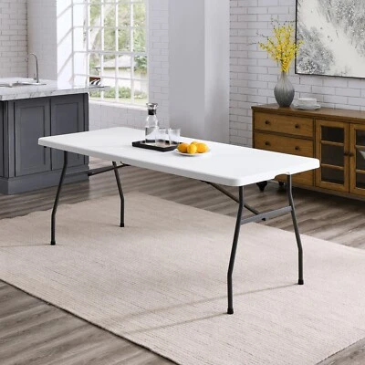 Mainstays 6 Ft Fold-in-Half Table - White Granite - Image 1 of 4