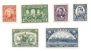Canada Stamp Mint Hinged Lot, 141, 142, 146, 193, 194, 202, CV +/- $38.00 - Picture 1 of 2
