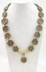 natural 19" 21mm carved sunflower green turquoise necklace c1839 - Picture 1 of 4