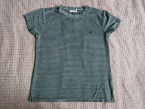Top due terzi donna grande verde a costine velluto elasticizzato manica corta camicia girocollo - Foto 1 di 11