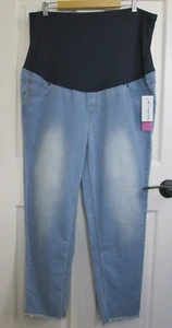 NWT Oh! Mamma Maternity Jeans Womens 2X Light Wash Distressed Stretch 109-26523 - Picture 1 of 7