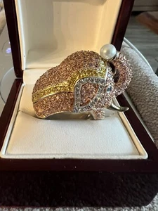 Noir Goldie The Elephant Pave Ring Women's Size 10 #8630 - Picture 1 of 4