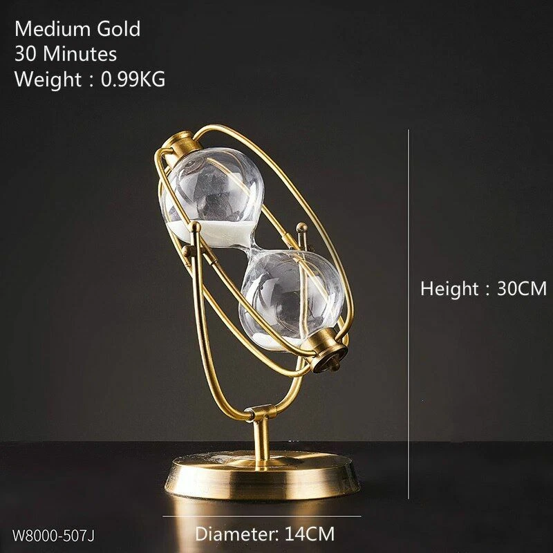 Temporizador de reloj de arena fijo giratorio de metal retro 1 pieza arena artesanías decoración de escritorio Foto 1 de 4