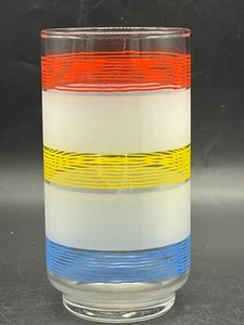 LIBBY, Retro, mattiert, rot/gelb/blau, Wasserglas, 5" - Bild 1 von 6