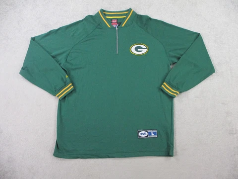 Green Bay Packers Sweater Mens Large Green 1/4 Zip NFL Team Football VTG Mirage Cover