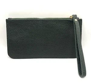Borse in Pelle dunkelgrüne italienische Echtleder-Handgelenktasche - Bild 1 von 8