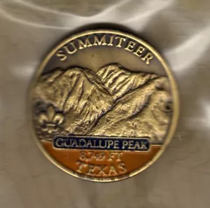 Medallón bastón de senderismo Guadalupe Peak (8.749 pies), ¡como nuevo en paquete! - Imagen 1 de 3