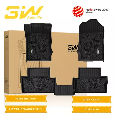 3W Floor Mats for Ford Bronco 2 Door 2021-2025 TPE Bronco 2 Door Car Mats Black - Image 1 of 4