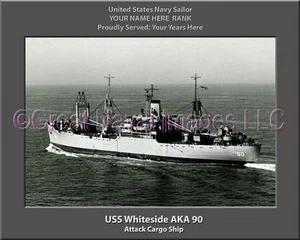 USS Whiteside AKA 90 Personalized Canvas Ship Photo Print Navy Veteran Gift - Picture 1 of 1