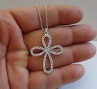  925 STERLING SILVER INFINITY ROUND CROSS NECKLACE PENDANT W/ 2 CT ACCENTS/18''