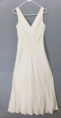 Maxi vestido de novia formal sin mangas con cuello en V blanco roto J Crew para mujer Foto 1 de 4