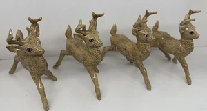 Vintage Keramik 5" groß Rentier 4er Set Weißschwanz Hirsch Figur MCM - Bild 1 von 14