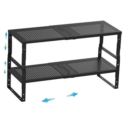 可扩展、可调节和可堆叠香料架,橱柜 2 件装/黑色/大号黑色 — 第 1/4 张图片