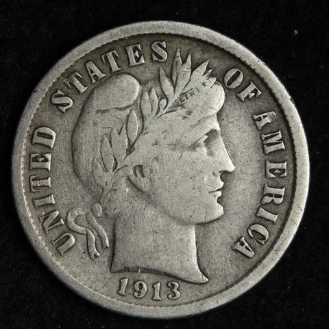 1913-S Barber Silver Dime CHOICE VF+ E330 ALB Cover