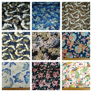 1M FOIL COTTON JAPANESE CHINESE PRINT 100% COTTON 58" WIDE - Picture 1 of 14