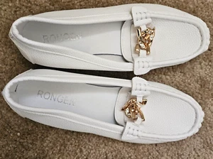 Very Clean RONGEN White Platform Loafers Shoes Slip On Woman’s Size EU Size 40 - Picture 1 of 8