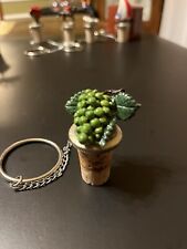 Wine Stopper Cork With Bottle Ring Green Grapes Pewter- Used