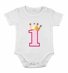 Erster 1. Geburtstag Strampler Baumwolle Mädchen Neugeborene Strampler Dusche Einteiler Prinzessin - Bild 1 von 5