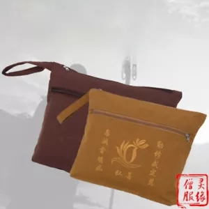 Bolsos de lona bordados para monje budista Kesa Haiqing túnica traje bolsos amarillos - Imagen 1 de 12