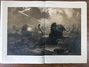 THE ILLUSTRATED LONDON NEWS 1872 # 1713 J. Wolf A Night Attack / Memorial Prince - Picture 1 of 7