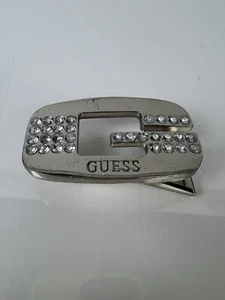 GUESS LETTER G LOGO BELT BUCKLE WITH CRYSTALS GREAT FOR ANY VINTAGE COLLECTION - Picture 1 of 3
