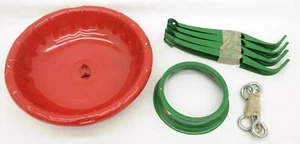 Vintage Metal Christmas Tree Stand Holder Base Bowl & Legs Red & Green  TF - Picture 1 of 12