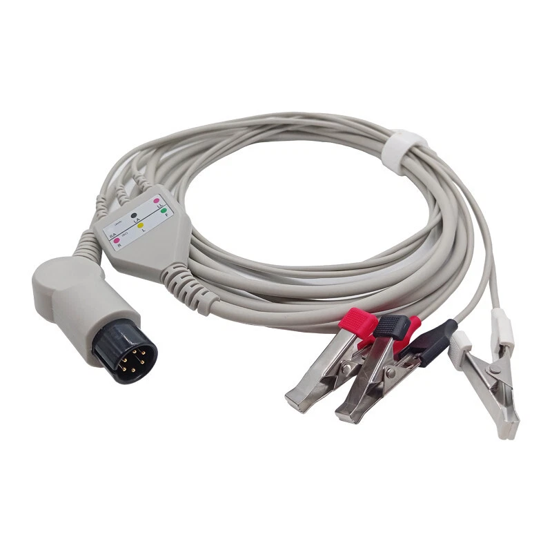 Cable ECG veterinario genérico de 6 pines 3 cables de plomo animal veterinario para monitor de paciente Foto 1 de 1