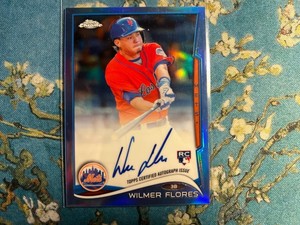 2014 Topps Chrome #67 Wilmer Flores Chrome Blue Refractor  Rookie Auto /199 RC