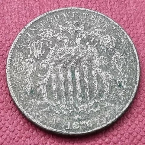 1876 Shield Nickel 5c Corroded Many Details #42250 Cover