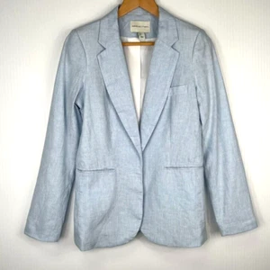 Adrienne Vittadini Jacket Women Small Linen Open Front Vent Stripe Blazer Cruise - Picture 1 of 14