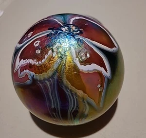 Glasshouse Studio Paperweight Opalescent Flower Signed Brakken Vintage 1988 - Picture 1 of 8