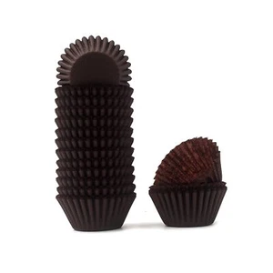 Mini Cupcake Liners Premium Greaseproof Paper Baking Cups 320-Count Coffee - Picture 1 of 6