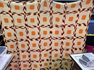 Vintage Handmade Granny Square Afghan Crochet Throw Blanket Approx 70x80 Queen - Picture 1 of 4