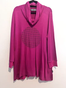 Taking Shape Pretty Basics Sz 12 Cerise Bamboo Knit Cowl Neck Long Sl Tunic - Picture 1 of 10