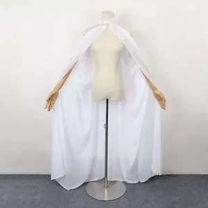 Eleganter Chiffon bestickt Neckholder Cape Umhang weiß Schal Halstuch - Bild 1 von 6