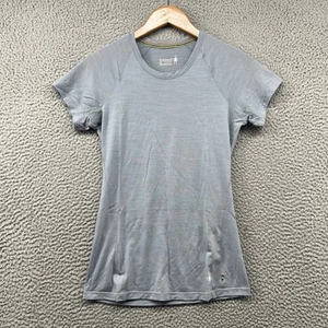 Smartwool Merino Wool Shirt Womens Extra Small Grey Striped Short Sleeve Base - Picture 1 of 14