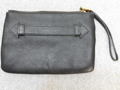 Aimee Kestenberg Wristlet Clutch Womens Black Pebble Leather Gold Zip Purse Bag - Image 1 of 4